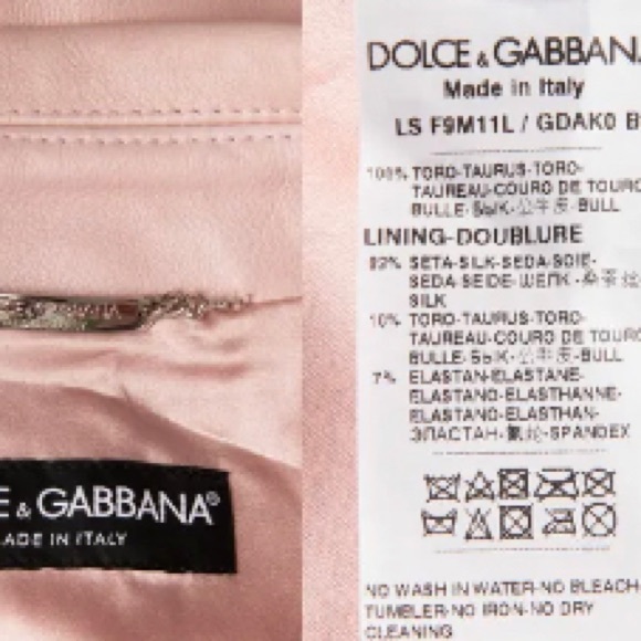 RRP €2650 DOLCE & GABBANA Leather Jacket US6 UK10 IT42 M Pink Logo Made in Italy - Picture 5 of 5